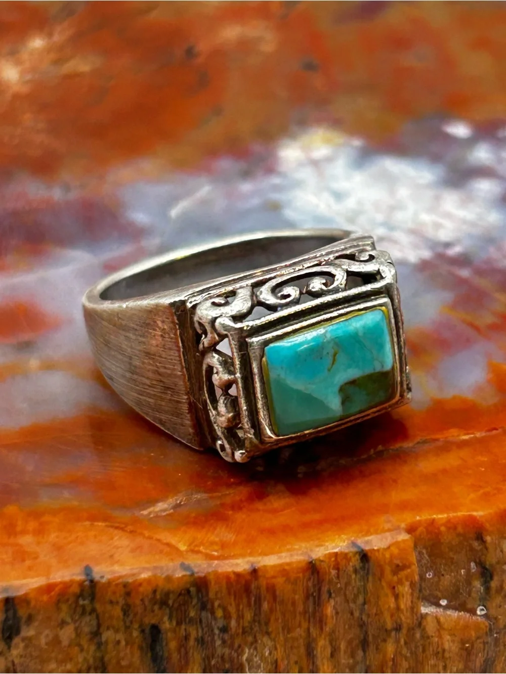 Sterling Silver Turquoise Ring - Size 7